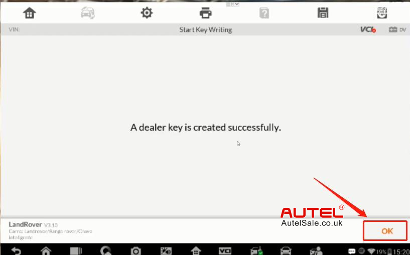 A dealer key is created successfully.