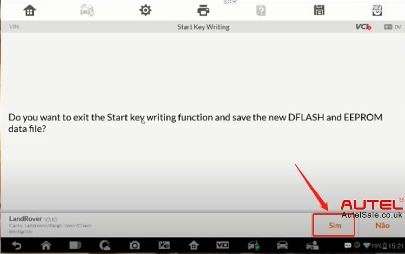 Do you want to exit the Start key writing function and save the new DFLASH and EEPROM dat file?