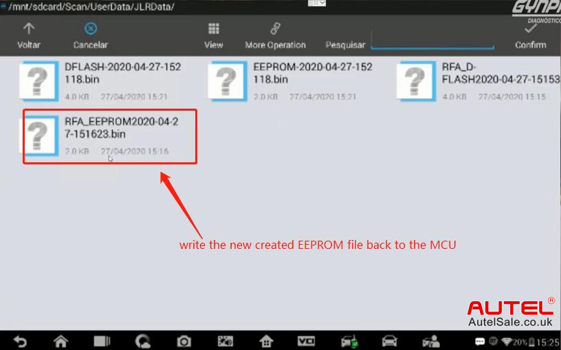 Write the new created EEPROM File back to the MCU